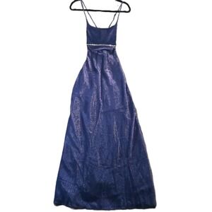 Jump Prom Dress 3/4 Purple Metallic Shimmery Corset Back Gown Vtg 90s Whimsigoth